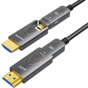 HDMI AOC Hybrid Fiber Optic Cable  (with Detachable TX&RX Connectors)  UHD 4K60, 5-100m